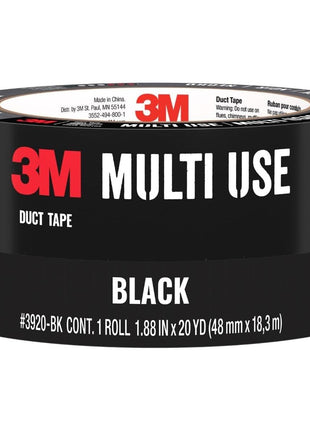 3M Duct Tape Black, 1.88 inches by 20 yards, 3920-BK, 1 roll