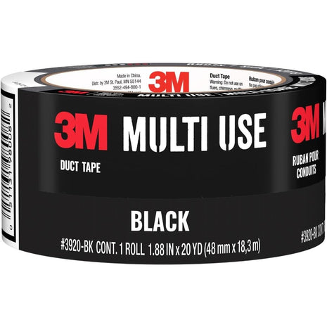 3M Duct Tape Black, 1.88 inches by 20 yards, 3920-BK, 1 roll