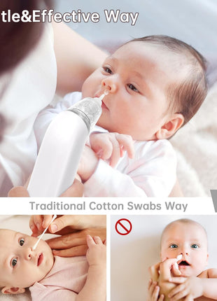 Nasal Aspirator for Baby, Electric Nose Aspirator for Toddler, Nose Sucker with Powerful Suction, Auto Nose Cleaner with 3 Silicone Tips, Adjustable Suction Level, Music and Light Soothing Function