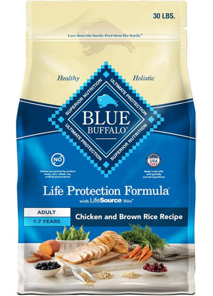 Blue Buffalo Life Protection Formula Adult Dry Dog Food, Helps Build and Maintain Strong Muscles, Made with Natural Ingredients, Chicken & Brown Rice Recipe, 30-lb. Bag