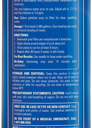 Clorox® Pool&SpaTM Swimming Pool Super Water Clarifier, Creates Crystal Clear Pool Water, 1 Quart (Pack of 1)