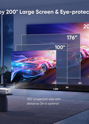 Projector with WiFi and Bluetooth, Upgrade Outdoor Projector, Mini Movie Projector Supports 1080P Synchronize Smartphone Screen by WiFi/USB Cable for Home Entertainment (WiFi)