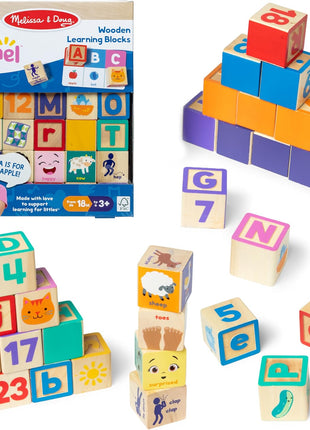 Melissa & Doug Ms. Rachel Letter, Number, and Game Wooden Learning Blocks with Activity Cards for Girls and Boys Toddlers Ages 18 Months+ - FSC Certified