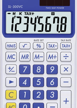 Casio SL-300VC, Solar Powered Standard Function Calculator, Blue