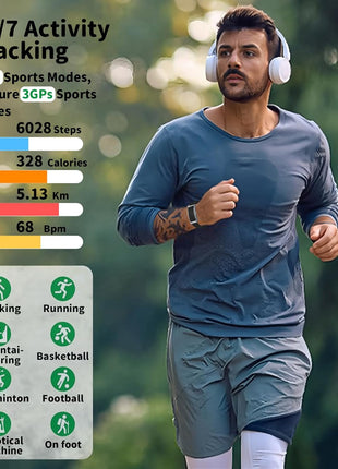 Smart Bracelet for Men Women, Fitness Tracker with Free App, 24/7 Auto Heart Rate/SpO2 Monitor, Sleep Stress Tracking Smart Health Wristband, 120+ Sports Modes with Extended Armband, IP68 Waterproof