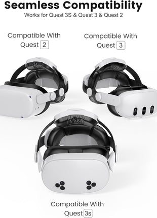 Kawaye for Meta Quest 3S/Quest 2/Quest 3 Head Strap, Double Knobs Adjustable Elite Strap Replacement,VR Headset Strap with Two Large Support Pad Enhanced Support, Reduce Pressure