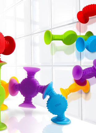 BUNMO Bath Toys Suction - Connect, Build, Create - Toddler Bath Toys - Hours of Fun & Creativity - Fine Motor Skills - Stimulating Sensory Toys - Non-Mouthable Toy - Textured 10 Pack