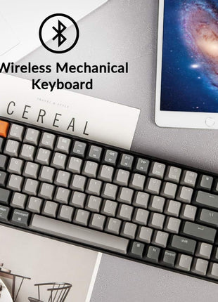 Keychron K2 75% Layout Bluetooth Wireless Mechanical Keyboard Super Switch/White LED Backlit/USB C/Anti Ghosting/N-Key Rollover, 84 Keys Gaming Keyboard for Mac Windows-Version 2