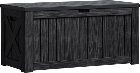 Greesum Outdoor Storage Box 120 Gallon Storage Bin with Lid for Patio Furniture, Garden Tools, Pool Supplies, Lockable, Waterproof and UV Resistant, Black | for Patio Furniture, Garden Tools, Pool Supplies, Lockable, Waterproof and UV Resistant