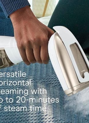 Conair Handheld Garment Steamer for Clothes, Turbo ExtremeSteam 1875W Fabric Steamer, Portable Handheld Design, Strong Penetrating Steam, White/Champagne