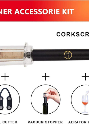Air Pressure Pump Bottle Opener With Foil Cutter,Aerator Pourer,Vacuum Stopper(4PCS),Simple Cork Remover,Efficient Corkscrew Bottle Opener,Great For Wine Lovers,Perfect Wine Gift.