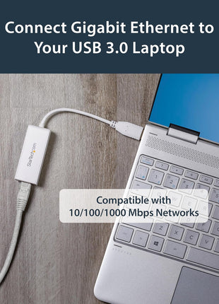StarTech.com USB 3.0 to Gigabit Ethernet NIC Network Adapter - 10/100/1000 Network Adapter - USB to Ethernet LAN Adapter - USB to RJ45