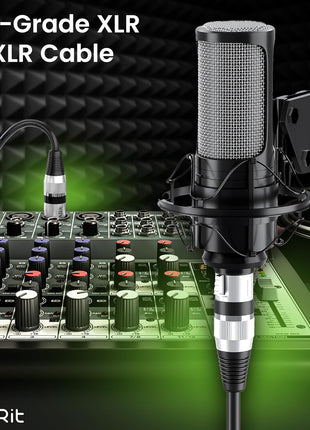 GEARit XLR Male to Female Microphone Cable (20 Feet, 6-Pack) 3-Pin Balanced Shielded Mixer, Recording Studio, Podcast - Black
