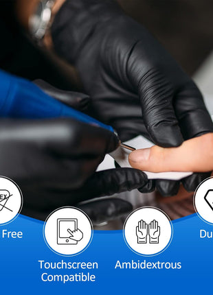 Schneider Nitrile Exam Gloves, Black, Medium, 100-ct Box, 4-mil, Latex-Free, Powder-Free, Food-Safe