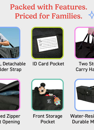 J.L. Childress Standard & Dual Stroller Bag - Travel Bag for Airplane, Fits Most Single & Double Baby Strollers, Airport Accessories for Gate or Baggage Check, Adjustable Strap - X-Large, Unpadded