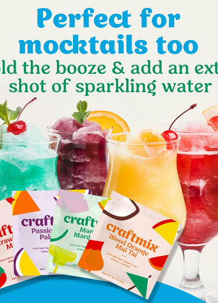 Craftmix Variety Pack Cocktail & Mocktail Drink Mixer, Pack of 12 | Skinny Mixes, Water Flavoring Packets, Made with Real Fruit, Vegan Low-Carb, Low-Sugar, Non-GMO, Dairy Free, Gluten Free