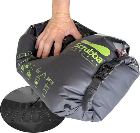 Scrubba Wash Bag Patented Washboard-in-a-BagTM 5 oz Travel Clothes Washer | Pack Light, Wash Anywhere Fast, Internal Washboard, Machine-Quality Wash, No Electricity, Camping, Backpacking, RV, Cruises