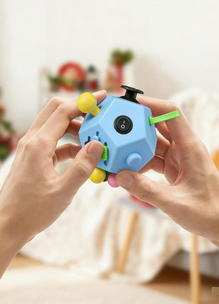 Fidget Dodecagon-12 Sided Fidget Toy Stress Relief Cube for Children and Adults, Silent Compact Classroom Gifts Stocking Stuffers for Teen Boys, Kids(B3 Blue Sky)