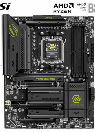 MSI MAG B850 Tomahawk MAX WiFi Motherboard, ATX - Supports AMD Ryzen 9000/8000 / 7000 Processors, AM5-80A SPS VRM, DDR5 Memory Boost 8400+ MT/s (OC), PCIe 5.0 x16, M.2 Gen5, Wi-Fi 7, 5G LAN