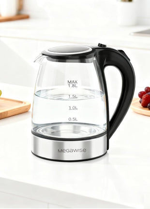 Megawise Electric Glass Kettle with Auto Shut-Off (1.8L)