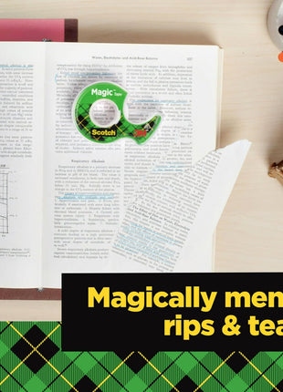 Scotch Magic Tape, 3 Dispensered Rolls, Numerous Applications, Invisible, Clear Tape Engineered for Repairing, 3/4 x 300 Inches