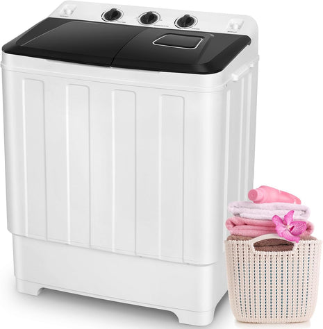Nictemaw Portable Washing Machine for Apartment, 30Lbs Twin Tub with Pump | Semi-Automatic, 19Lbs+11Lbs Washer and Spin-Dryer Combo, Dual Motor, Time Control, Compact Top Load for Dorms, Rv, Camping
