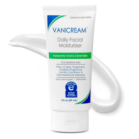 Vanicream Facial Moisturizer With Hyaluronic Acid For Sensitive Skin, Fragrance free 3 Fl Oz