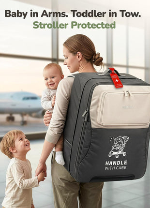 YOREPEK Expandable Padded Stroller Travel Bag for Airplane with Pocket Fits Compact Fold Strollers, for Nuna Trvl Stroller Bag Compatible with UPPAbaby Vista V2/V3 and Cruz V2 (No Wheel Removal Needed