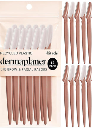 Kitsch Dermaplane Razor for Women Face – Face Razors for Women & Men, Eye Brow Razors & Face Shaver – Exfoliating Facial Razor & Dermaplaner as Skin Care Tool for Smoother Skin - Terracotta, 12 pcs