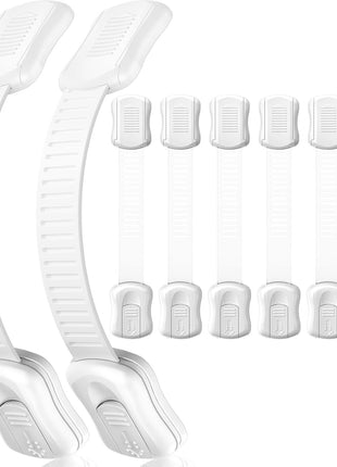 8-Pack Cabinet Locks Baby Proofing - Syican Child Proof Drawer Locks, Multi-Purpose for Drawers, Fridge, Toilet Seat, Trash Can, Ideal Stocking Stuffers, White