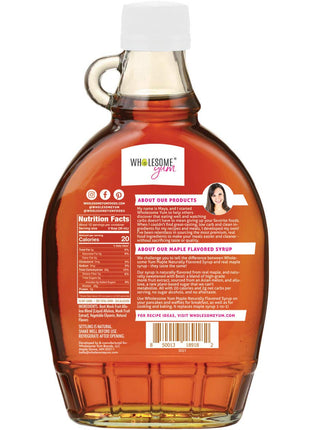 Wholesome Yum Zero Sugar Maple Syrup (Keto Maple Syrup) With Monk Fruit & Allulose - Natural Sugar Free Pancake Syrup - Non GMO, Low Carb, Gluten Free, Vegan, No Aftertaste (12 fl oz)