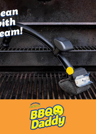 Scrub Daddy BBQ Daddy Grill Cleaner Kit - Bristle Free Grill Brush with Refill + 2 Steel Scour Daddy Grill Sponges - Built-in Grill Scraper - Temperature Controlled Grill Cleaning Tools (4 Count)