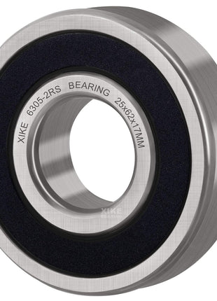 XiKe 10 Pcs 6305-2RS Double Rubber Seal Bearings 25x62x17mm, Pre-Lubricated and Stable Performance and Cost Effective, Deep Groove Ball Bearings.