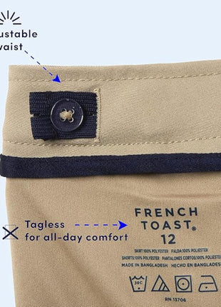 French Toast Big Girls' Two-Tab Pleated Scooter, Navy, 8