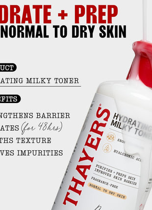THAYERS Milky Face Toner Skin Care with Snow Mushroom Tremella and Hyaluronic Acid, Natural Gentle Facial Toner, for Dry and Sensitive Skin, 355mL