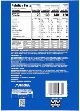 Nabisco Team Favorites Variety Pack, OREO Mini, CHIPS AHOY! Mini, Teddy Grahams Honey & Barnum's Animal Crackers, 30 Snack Packs