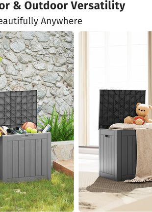 EAST OAK 120 Gallon Outdoor Storage Box | Large Resin Deck Box with Reinforced Stainless Steel Support | Waterproof & UV-Resistant Patio Storage Box for Cushions, Garden Tools & Accessories, Grey