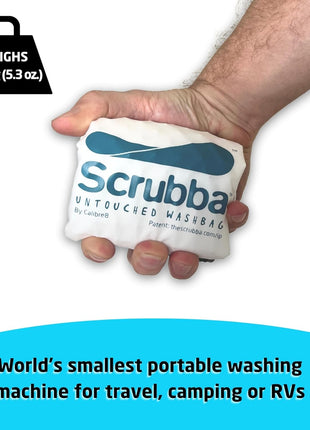 Scrubba Wash Bag Untouched Patented Washboard-in-a-BagTM 5 oz Travel Washer | Pack Light, Wash Anywhere Fast, Inner Washboard, Machine-Quality Wash, Non-Electric, Recycled Polyester, Sustainable Travel