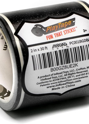 PlayTape Road Tape for Toy Cars - Sticks to Flat Surfaces, No Residue; 2 inch Wide x 30 ft Asphalt Road