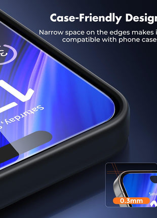 UNBREAKcable 2-Pack Screen Protector for iPhone 16, Military-Grade Shatterproof Tempered Glass [9H+ Hardness] [Easy Installation Frame] [99.99% HD Clear] for Apple iPhone 16