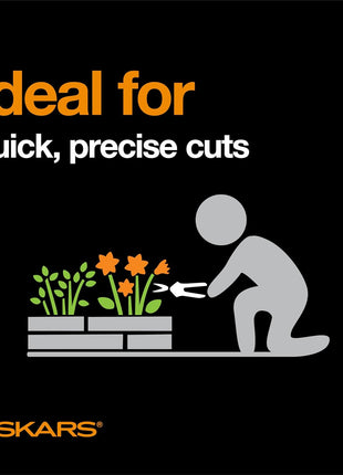 Fiskars 6" Non-Stick Pruning Snips, Resin-Resistant Garden Scissors