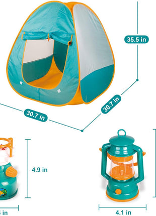 FUN LITTLE TOYS Pop Up Play Tent with Camping Gear and Tools Set, Outdoor Toys for Kids