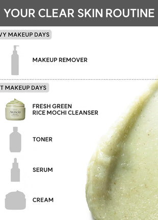 Arencia Korean Rice Mochi Face Cleanser - Face Wash, Gentle Scrub All in One for Deep Cleansing, Moisturizing, Pore Minimizing with Rice Water & Green Tea (4.23oz)