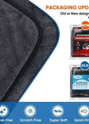 HOMEXCEL Professional Car Drying Towel (36 inchx 24 inch) with Twisted-Loop Technology, 1200GSM for a Streak-Free Finish – Microfiber Towels for Cars, Trucks, SUVs, RVs and Motorcycles