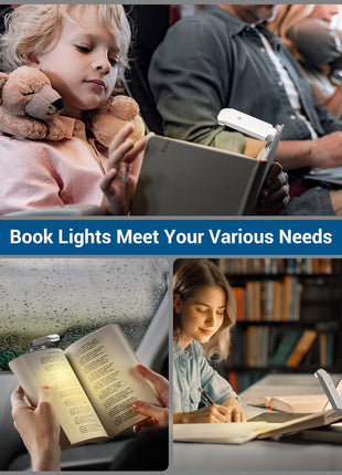 DEWENWILS USB Rechargeable Book Reading Light, 3000K Warm White, Brightness Adjustable Clip on LED Bookmark Lamp at Night in Bed, Portable Booklight for Bookworms, Kids