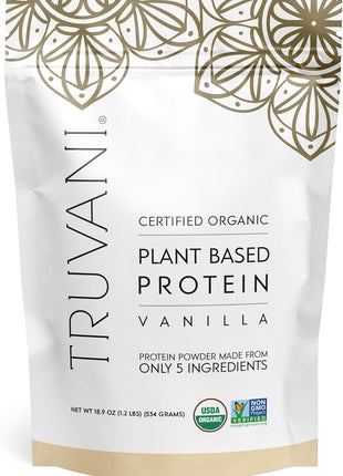 Truvani Vegan Pea Protein Powder | Vanilla | 20g Organic Plant Based Protein | 18 Servings | Keto | Gluten & Dairy Free | Low Carb | No Added Sugar
