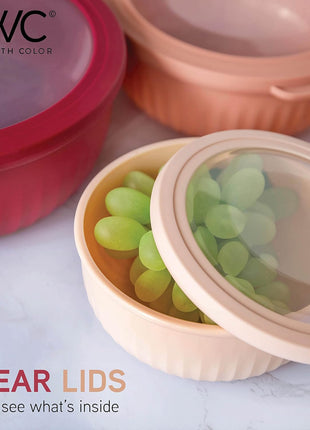 COOK WITH COLOR Prep Bowls with Lids  Wide and Deep Nesting Plastic Small Mixing Bowl Set with Lids, 8 Piece Set   Wide Bowls, Rose