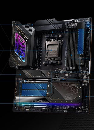 ASRock AMD X870E Taichi Ryzen Socket AM5 X870 Dual Channel DDR5 DIMMs 256 GB 8200 EATX Motherboard M.2 LED WiFi 7