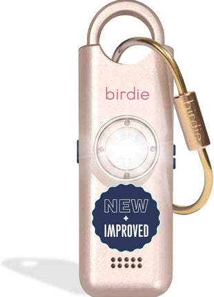 She's Birdie 3.0 New Version – The Original Personal Safety Alarm for Women by Women–Loud Siren, Flash Light and Rechargeable Battery in a Variety of Colors (Metallic Rose Pink)