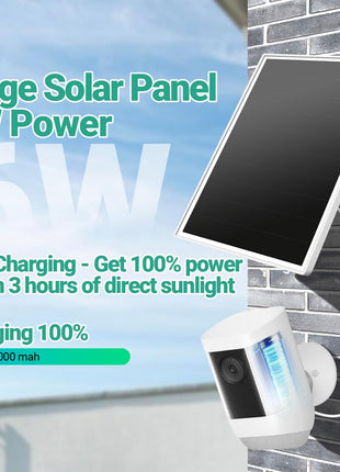 Solar Panel for Ring Camera, 6W Solar Charger with USB-C & Barrel Plug for Ring Stick Up Cam Plus/Pro & Spotlight Cam Battery Series, Waterproof, 16ft Cable, White